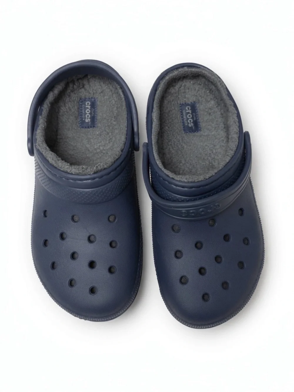 Crocs Classic Lined Clogs Navy Fleece Winter Slip On Shoes Kids J5